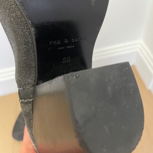 Rag & Bone Brushed Black Leather Booties Sz 7.5/38 - Picture 4 of 15